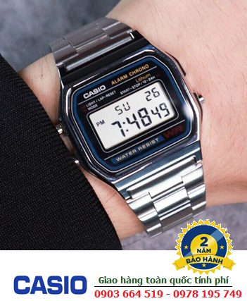 Casio A158WA-1DF; Đồng hồ điện tử Casio A158WA-1DF (Unisex watch) chính hãng /Bảo hành 01năm